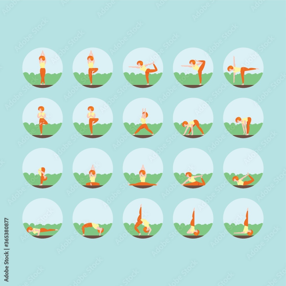 collection of yoga postures Stock Vector | Adobe Stock