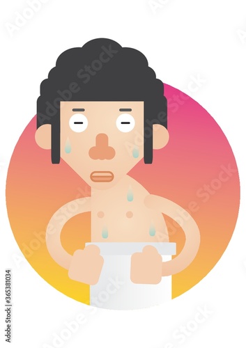 man dripping wet from shower