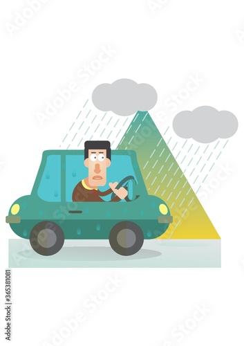 man driving in the rain © captainvector