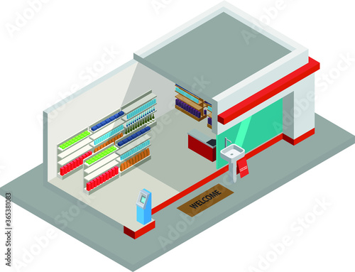 Quiet supermarket illustration during new normal