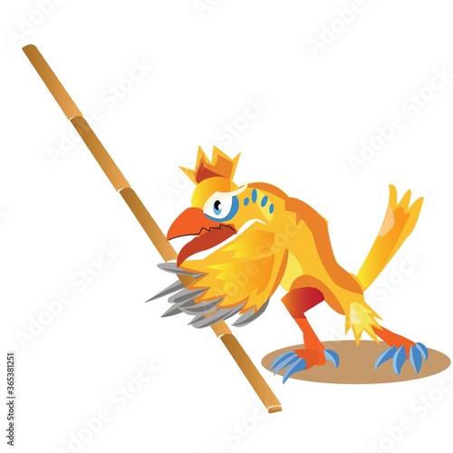 rooster fighting with stick