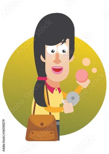 woman applying compact powder