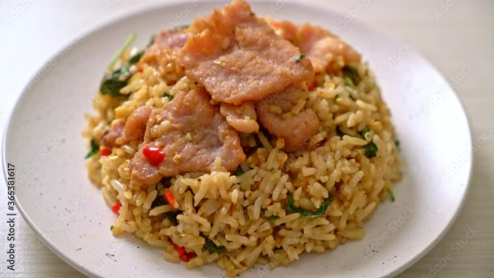 fried rice with Thai basil and pork - Thai food style fried rice with Thai basil and pork - Thai food style