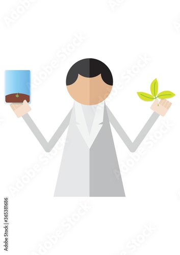 scientist holding plant and seed sample