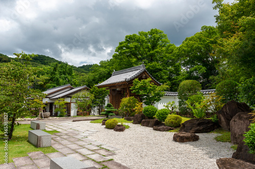 Traditional Japanese garden in Ikeda castle in Osaka, Japan