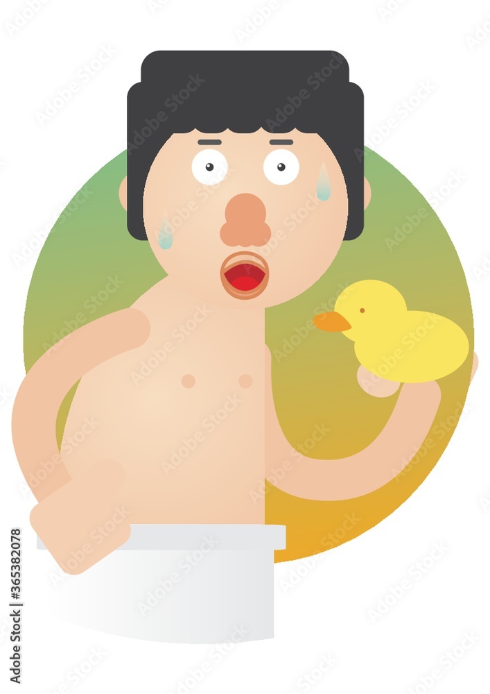 man holding a rubber duck in the shower man holding a rubber duck in the shower