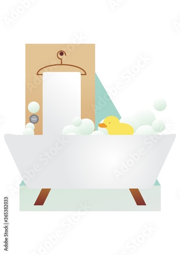 rubber duck floating in a tub
