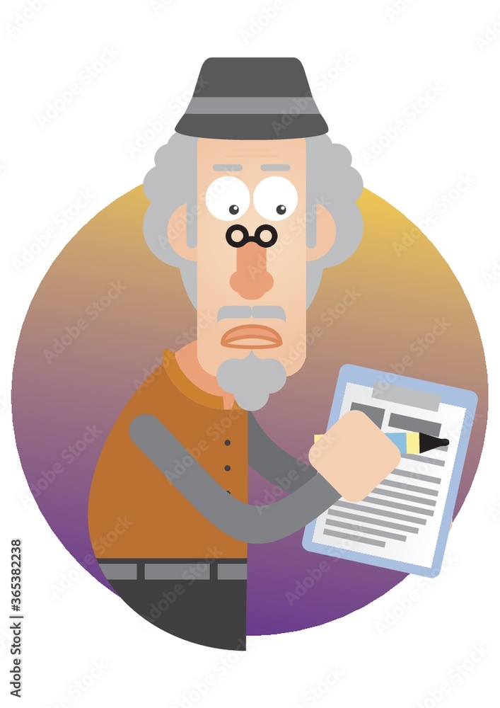 man holding report and pen