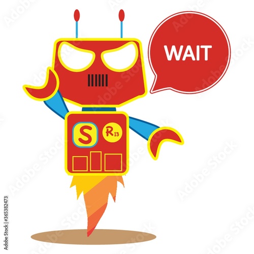 robot with wait speech bubble