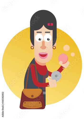 woman applying compact powder