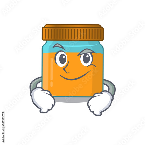 A cute arrogant caricature design of honey jar having confident gesture