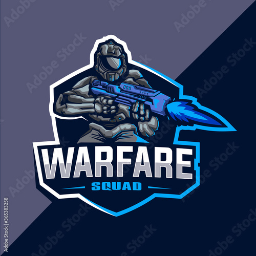 warfare squad esport logo design vector