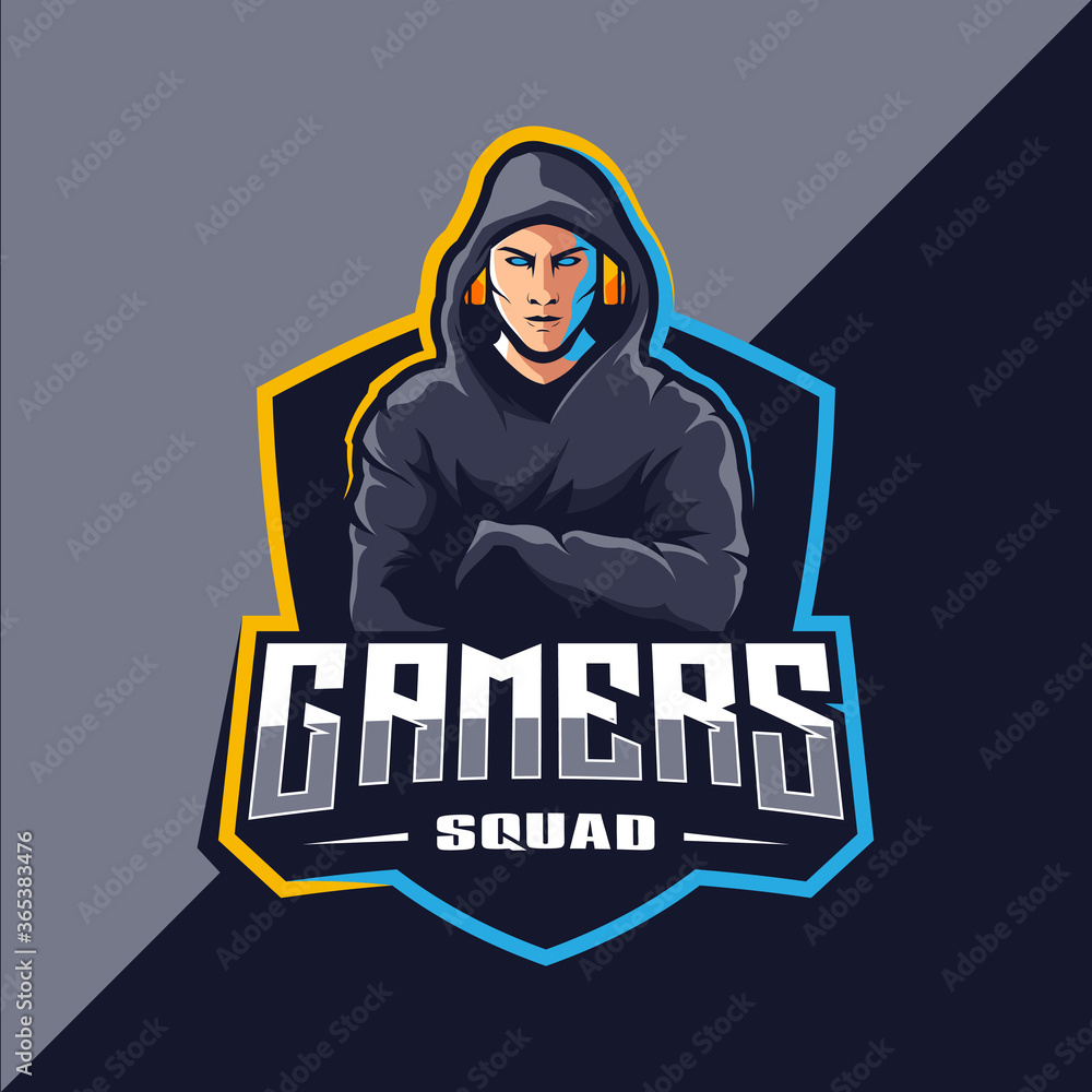 gamer esport mascot logo design vector
