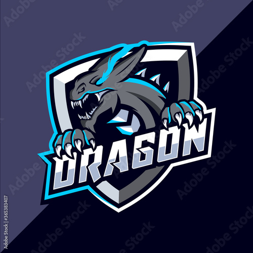 Dragon mascot esport logo design vector