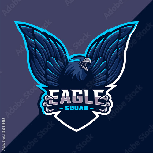 Eagle mascot esport logo design vector