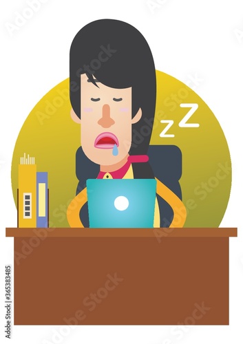 woman dozed off at work