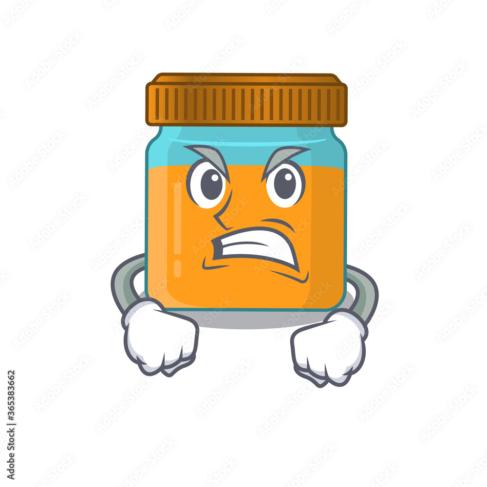 A cartoon picture of honey jar showing an angry face A cartoon picture of honey jar showing an angry face