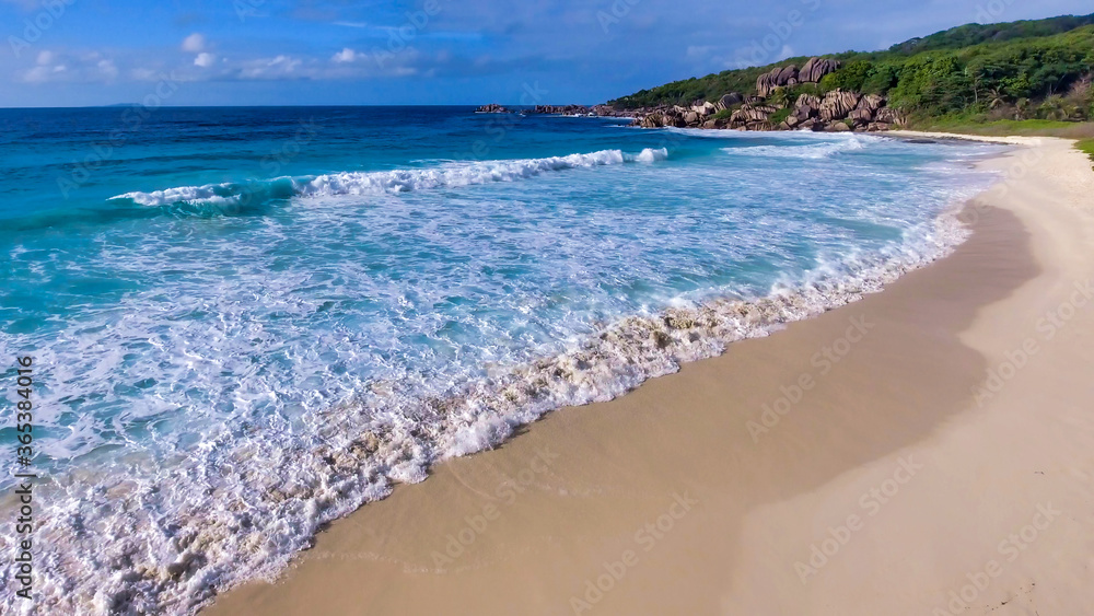 Coast as a background, aerial top view. Turquoise water background from top view. Summer seascape from air