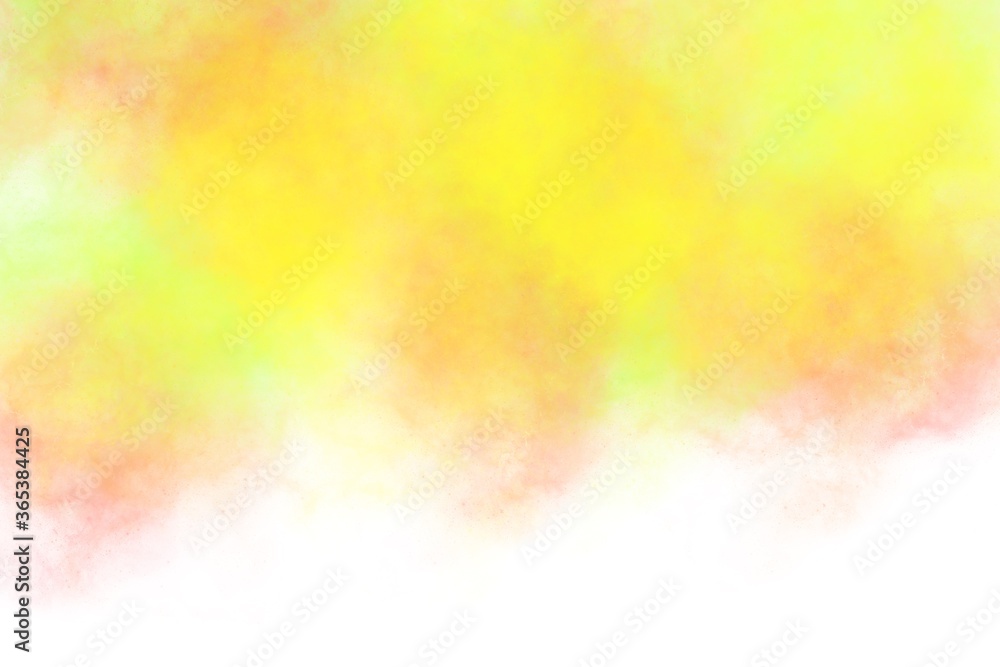 Yellow orange abstract watercolor splashing background business card with space for text or image, hand painted on paper.