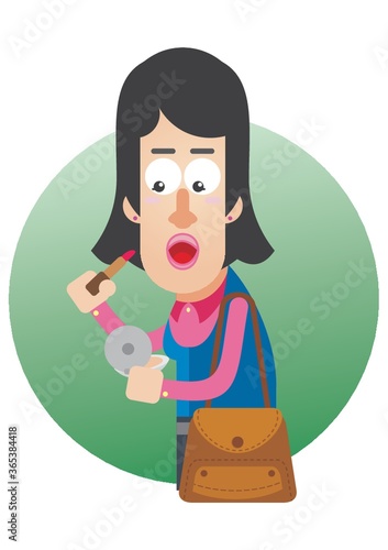 woman pouting lips to apply lipstick