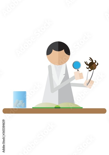 scientist examining specimen with magnifying glass