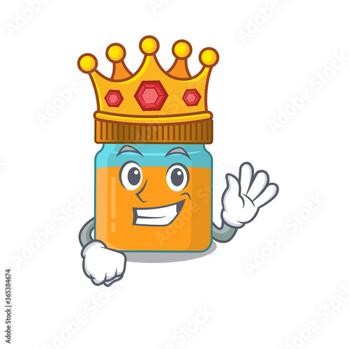 A Wise King of honey jar mascot design style with gold crown