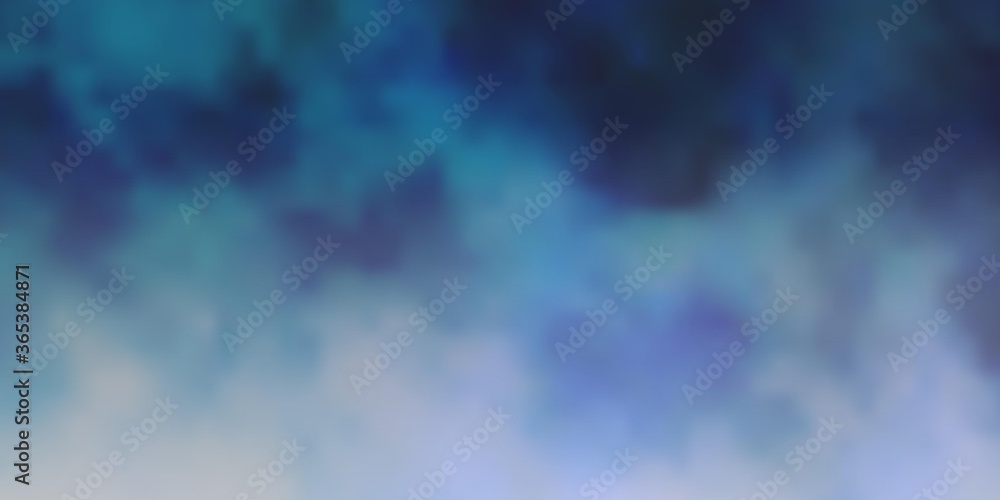 Dark BLUE vector template with sky, clouds. Shining illustration with abstract gradient clouds. Pattern for your booklets, leaflets.