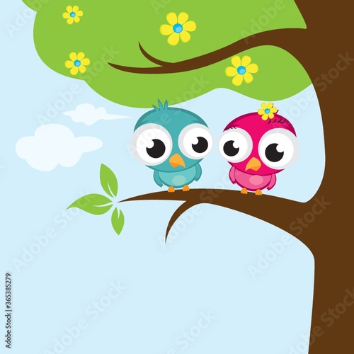 love birds on tree