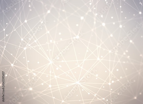 3d Information system background. Halftone light beige grey blurred background. Plexus web texture. High tech network illustration.