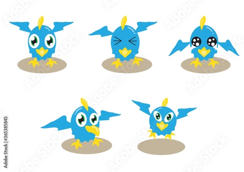 collection of birds with different expressions