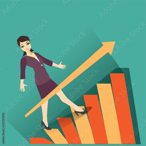 businesswoman with upward arrow