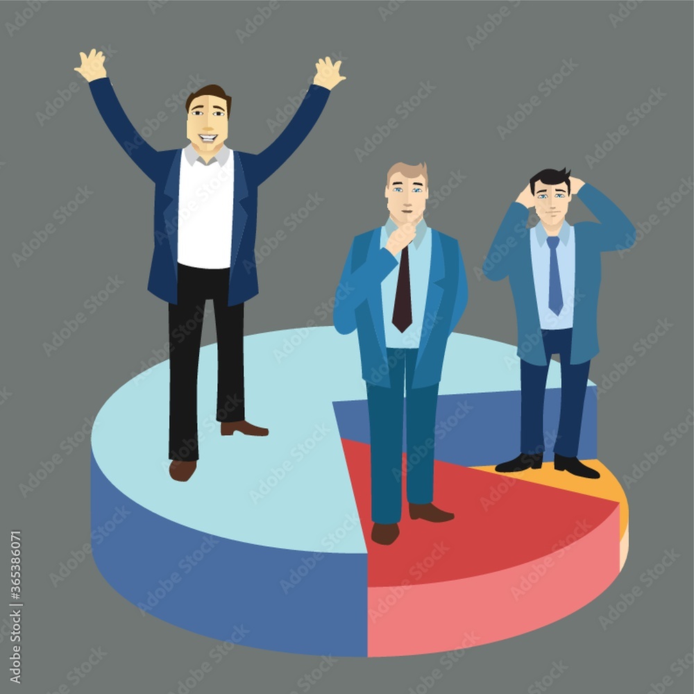 businessmen standing on charts businessmen standing on charts