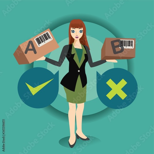 businesswoman holding boxes