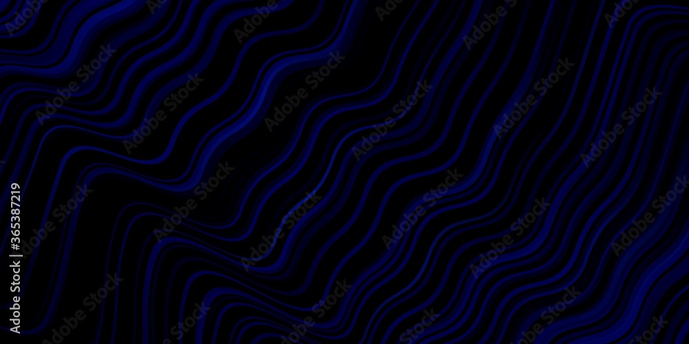 Dark BLUE vector background with curved lines. Abstract gradient illustration with wry lines. Design for your business promotion.
