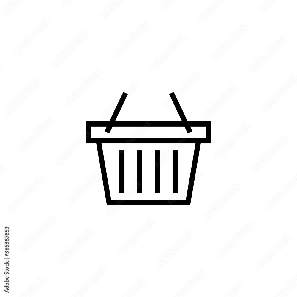Basket vector icon in black line style icon, style isolated on white background Basket vector icon in black line style icon, style isolated on white background