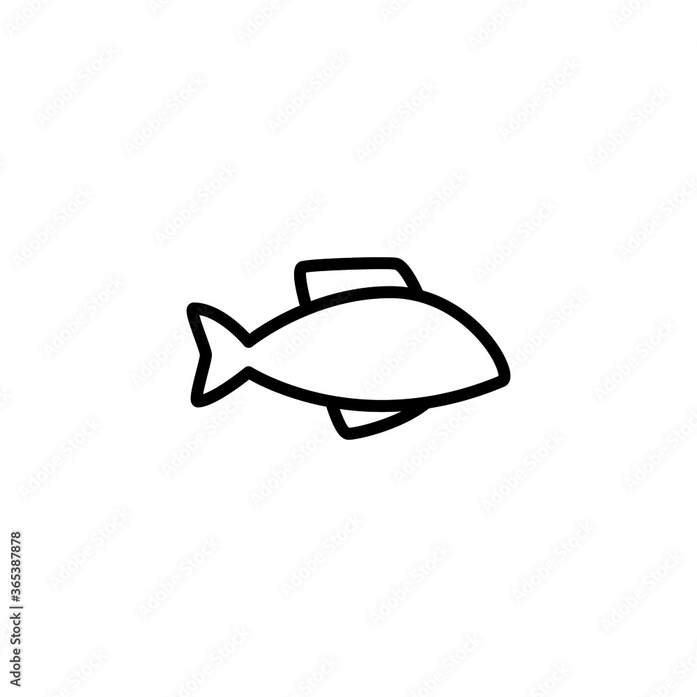 Fish Icon  in black line style icon, style isolated on white background