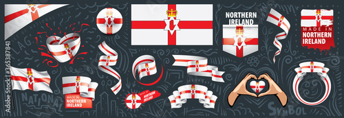 Vector set of the national flag of Northern Ireland in various creative designs