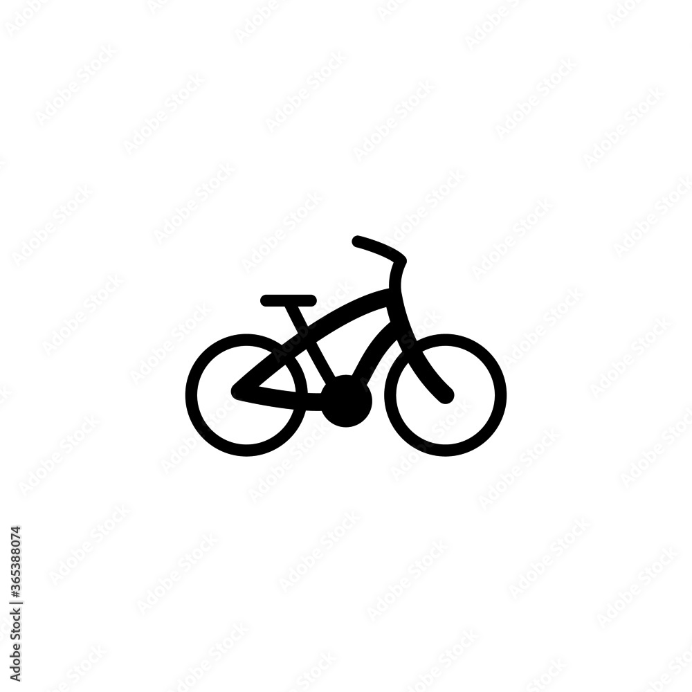 Bicycle icon in black flat glyph, filled style isolated on white background Bicycle icon in black flat glyph, filled style isolated on white background