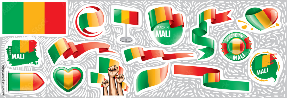 Vector set of the national flag of Mali in various creative designs