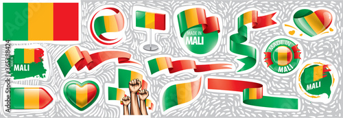 Vector set of the national flag of Mali in various creative designs