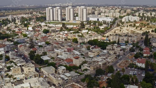 City center of Ramleh, Israel, aerial drone view 4k photo