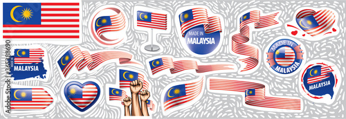 Canvas Print Vector set of the national flag of Malaysia in various creative designs