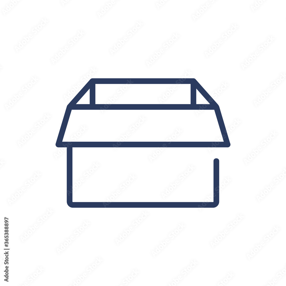 Empty open box thin line icon. Container, parcel, sending isolated outline sign. Delivery and shipping service concept. Vector illustration symbol element for web design and apps Empty open box thin line icon. Container, parcel, sending isolated outline sign. Delivery and shipping service concept. Vector illustration symbol element for web design and apps