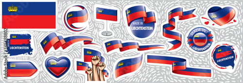 Vector set of the national flag of Liechtenstein in various creative designs