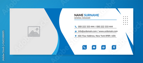 Business email signature with an author photo place modern layout	