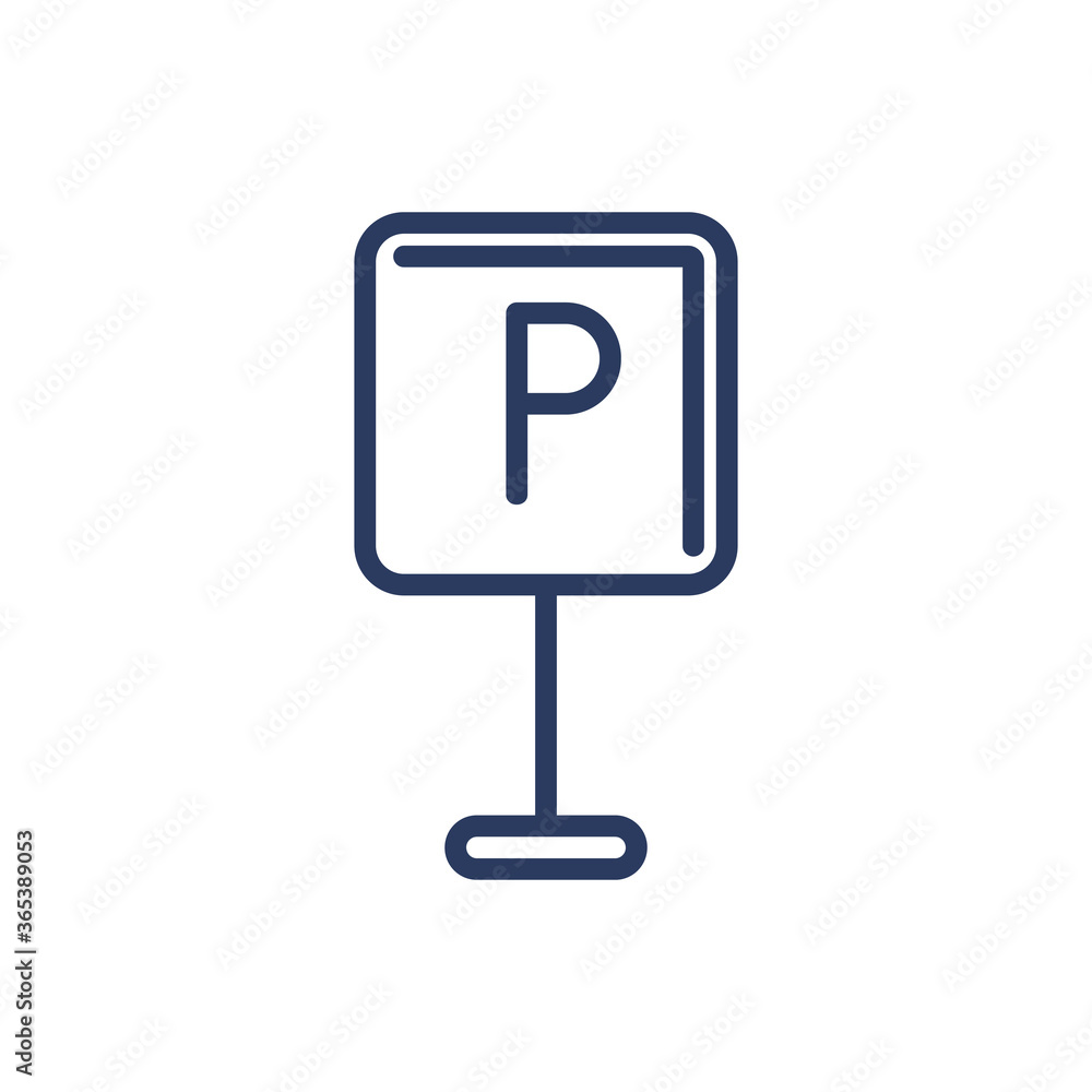 Parking road sign thin line icon. Lot, roadside square stand isolated outline sign. Car driving, parking area, transport concept. Vector illustration symbol element for web design and apps Parking road sign thin line icon. Lot, roadside square stand isolated outline sign. Car driving, parking area, transport concept. Vector illustration symbol element for web design and apps