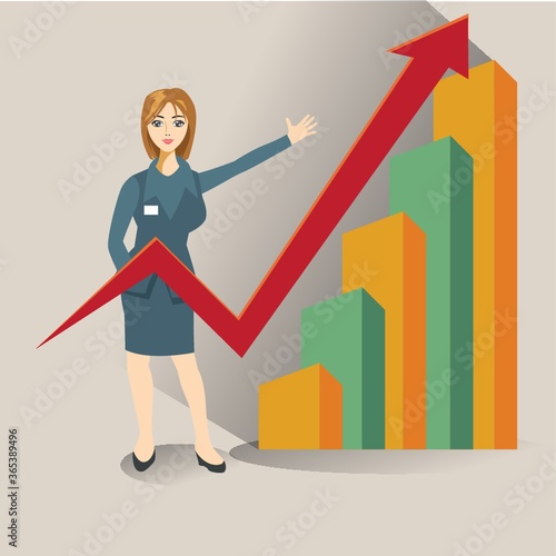 businesswoman with success charts