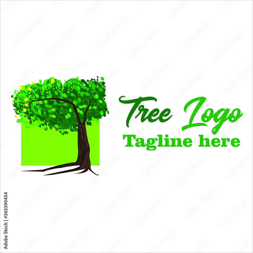 Green tree Logo Vector or illustration with Dummy Logo Text for use.