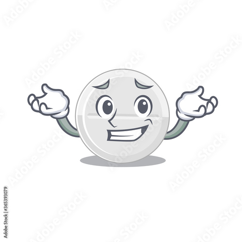 A sweet picture of grinning tablet drug caricature design style