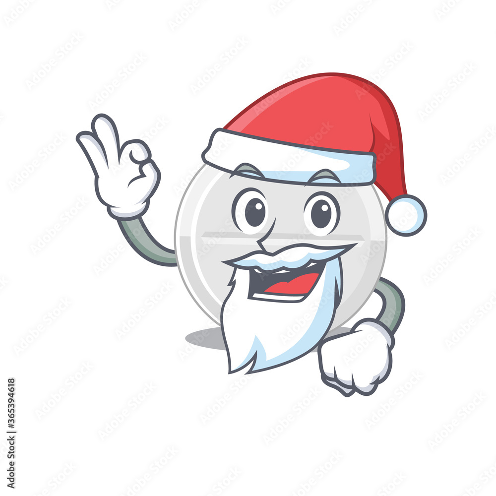 cartoon character of tablet drug Santa with cute ok finger cartoon character of tablet drug Santa with cute ok finger